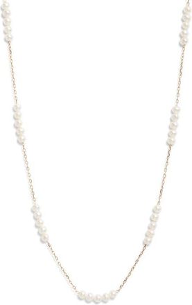 Nordstrom Freshwater Pearl Station Necklace in White- 14K Yellow Gold at Nordstrom