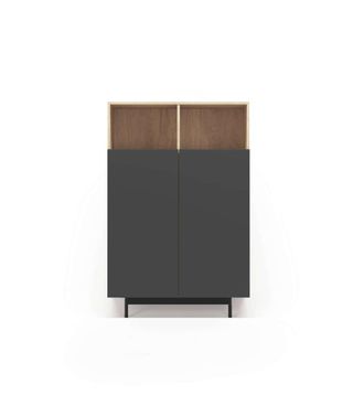 HERDASA Herdasa - Mueble Auxiliar Modelo 603-1 Acabado Roble/grafito, 110 X 90 X 34 (alto X Ancho X Fondo)