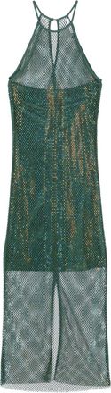 Patrizia Pepe rhinestoned mesh maxi dress - women - Elastane/Polyamide/Elastane/Polyester - I - Green