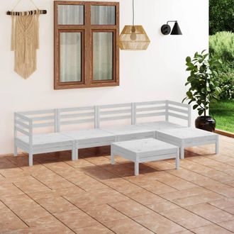 vidaXL Juego De Muebles De Jard&iacute;n 6 Piezas Madera Maciza Pino Blanco Vidaxl