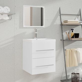 vidaXL Mueble De Ba&ntilde;o Con Lavabo Madera Contrachapada Blanco Vidaxl