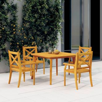 vidaXL Juego De Comedor De Jard&iacute;n 5 Piezas Madera Maciza De Acacia Vidaxl