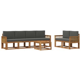 vidaXL Conjunto De Sof&aacute;s De Exterior 7 Pcs Natural Y Antracita Vidaxl