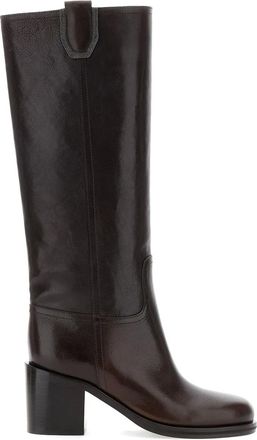 Brunello Cucinelli leather knee-high boots - women - Rubber/Calf Leather/Calf Leather/Calf Leather - 39 1/2 - Brown