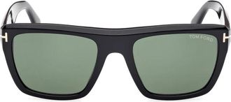 Tom Ford Klassieke vierkante zonnebril met groene lenzen - unisex - Zonnebrillen - Zwart - 55 MM - Accessoires