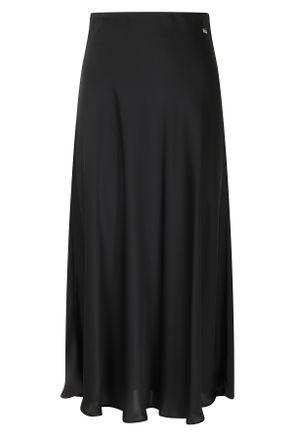 Herno Black Resort Satin Elastic Waistband Polyester Midi Skirt