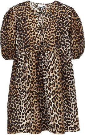 Ganni Leopard Poplin Dress