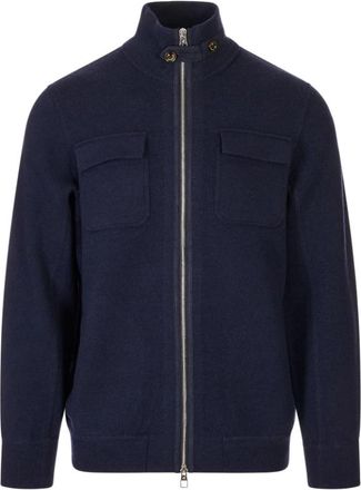 Montecore Gebreide Cardigan - Heren - Vesten - Blauw - S - Wol - Truien & Vesten