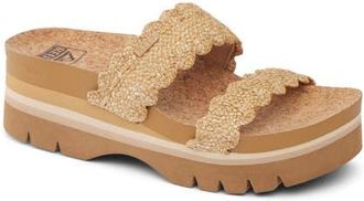 Reef Cushion Vista Higher Platform Sandal in Scalloped Tan at Nordstrom, Size 9