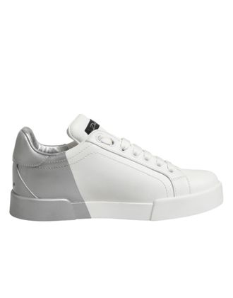 Dolce & Gabbana Witte Grijze Lage Leer Sneakerschoenen