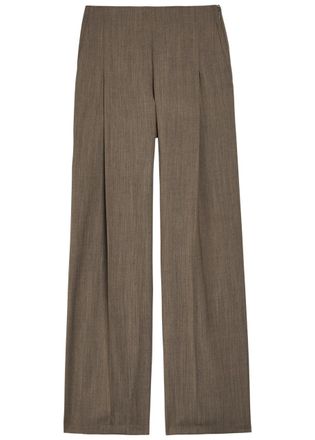 Emporio Armani Wide-leg Wool-blend Trousers - Taupe - 46 (UK14 / L)