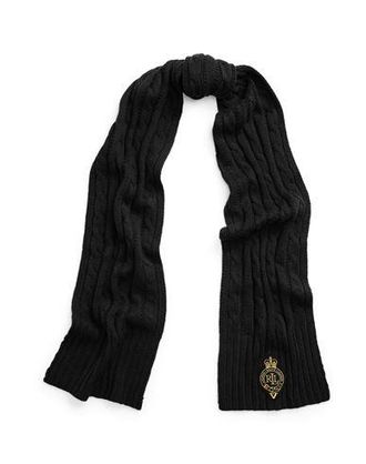 Ralph Lauren Crest-Patch Cable-Knit Scarf