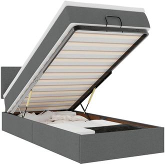 vidaXL Cama Otomana Con Colch&oacute;n Gris Oscuro 90x200 Cm Tela