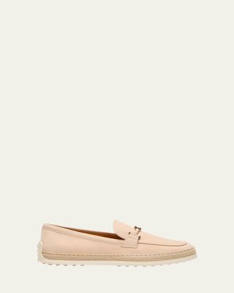 Tod's Gomma Suede T-Ring Espadrille Driver Loafers