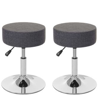 Hhg Lote De 2 Taburetes Hhg 189, Taburete De Asiento Taburete De Maquillaje, Altura Regulable &Oslash; 35cm, Textil, Gris