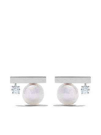 Tasaki 18kt white gold diamond Collection Line petit balance class earrings - Silver