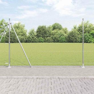 vidaXL Vidaxl - Reja Con Postes Plateado 1.6 X 50 M Acero Recubierto De Pvc