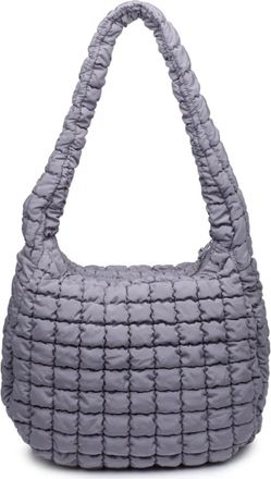 Sol and Selene Womens Revive Puffer Hobo Bag In Gray