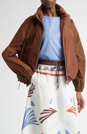 Herno Short Techno Taffeta Jacket in 2240 Tobacco at Nordstrom, Size 10 Us