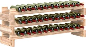 HOMCOM 36 Bottle Shelf Wine Rack Holder Standing Holds Storage Fir Wood Cellar | TJ Hughes Natural