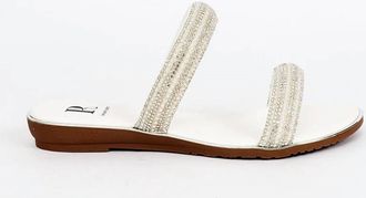 Pia Rossini Womens Kalippo Embellished Wedged Sandal In White