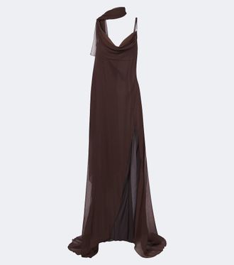 Blumarine Scarf-detail draped gown
