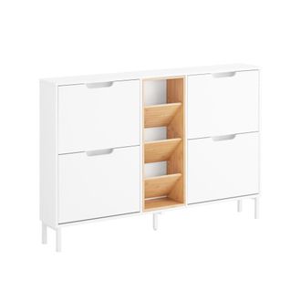 SoBuy Sobuy Mueble Zapatero, Organizaci&oacute;n De Zapatos, Mueble De Entrada, Armario Para Zapatos, Mueble De Organizaci&oacute;n, C&oacute;moda Con 4 Bisagras Y 3 Compartimen
