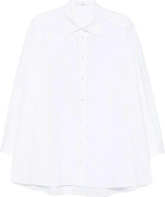 The Row Victoria Oversized Katoen Poplin Shirt - Dames - Overhemden - Wit - XS - Katoen - Overhemden