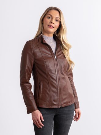 Lakeland Leather Womens Applethwaite Hooded Jacket in Cognac - Brown - Size 10 UK