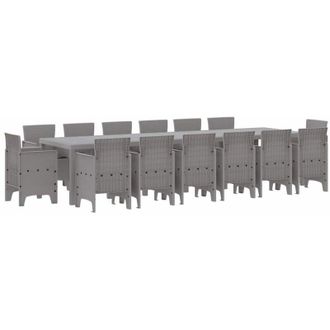 vidaXL Conjunto De Comedor De Jard&iacute;n 15 Pcs Gris Claro Ratan Polt Vidaxl