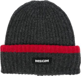 Msgm Berretto in lana a coste - Grigio