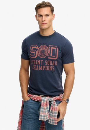 Superdry Rundhalsshirt SUPERDRY VINTAGE PREP RELAXED TEE, Herren, Gr. XXL, lauren navy, Single Jersey, Obermaterial: 100% Baumwolle, bedruckt, relaxed fit norm