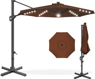 Best Choice Products 10ft 360-Degree Solar LED Lit Cantilever Patio Umbrella, Outdoor Hanging Shade