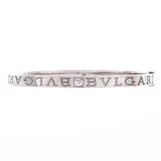 Bulgari Bvlgari Bangle Bracelet 18K White Gold with 2 Diamonds