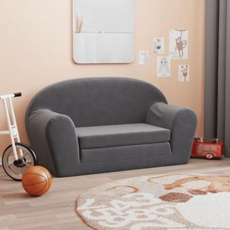 vidaXL vidaXL Divano Letto per Bambini a 2 Posti Antracite in Morbido Peluche