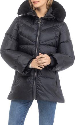 Gorski Apres-Ski Short Parka, Detachable Toscana Lamb Hood Trim in Black/black at Nordstrom, Size Medium