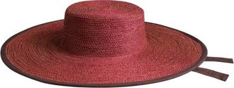 Brunna.Co The Lolo Wide-brim Jute Boater Hat in Burgundy at Nordstrom, Size Medium
