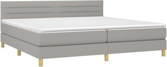 vidaXL Vidaxl - Cama Box Spring Con Colch&oacute;n Tela Y Led Gris Claro 200x200 Cm