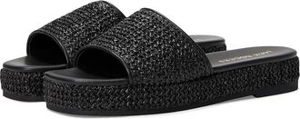 Jack Rogers Bay Flatform Sandal - Raffia Womens Wedge Shoes Black : 8.5 M, Leather