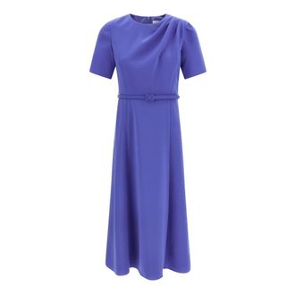 Carolina Herrera Draped Midi Dress with Belt - female - Carolina Herrera - Midi Dresses - Blue - 2XS - Dresses