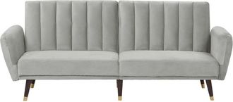 Beliani Sofá cama terciopelo gris claro 3 plazas