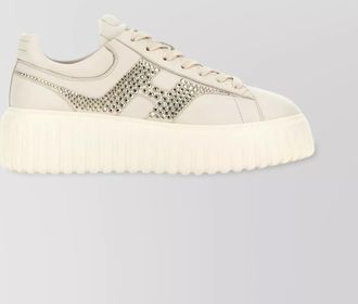 Hogan striped leather sneakers with logo-embellished side panels