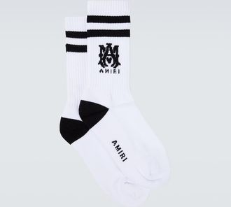 Amiri Logo ribbed-knit cotton socks