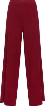 Elena Miro Dark Red Knitted Wide-Leg Pants