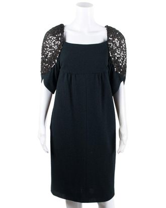 Chanel Sequined Silk-Lined Wool Dress, Size FR 40, NWT (Authentic Pre-Loved)