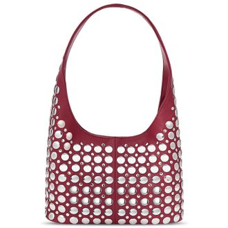Generic Studded Shoulder Bag Punk Style Y2K Purse PU Leather Handbag for Women (Red)