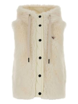 Moncler Arve teddy bodywarmer met capuchon - Beige