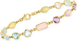 Ross-Simons Pastel Multi-Gemstone Bracelet in 18kt Gold Over Sterling