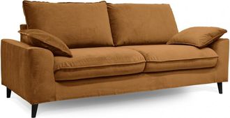 Oviala Sofá de terciopelo de 3 plazas en avellana L 205 cm