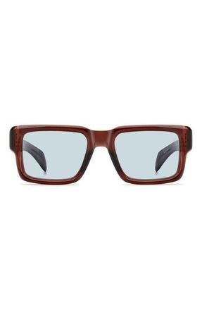 David Beckham 53mm Rectangular Sunglasses in Brown/Blue Ft Ar at Nordstrom